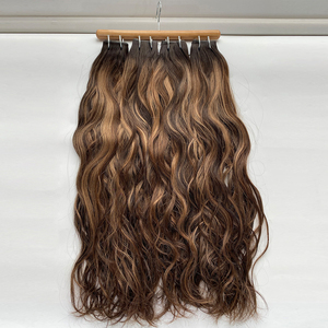 Pronte per la Spedizione, Estensioni di Capelli Umani 100% Remy Pre-Incollate Genius Wavy Weft a Doppio Spessore per Trecce - Product Image 2