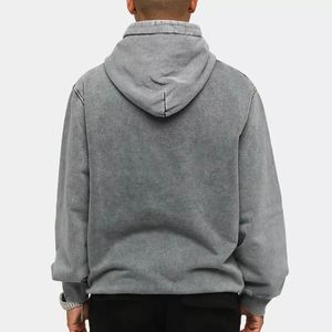 Sudadera con capucha de felpa francesa de algodón 100% personalizada para hombre, estilo Vintage lavado con ácido de alta calidad con técnicas bordadas - Product Image 2