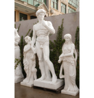 Sculpture de David en marbre grandeur nature sculptée à la main pour jardin extérieur