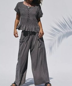 Conjunto de 2 Piezas Personalizado para Mujer, Top con Volantes de Manga Corta y <span class=keywords><strong>Pantalones</strong></span> Anchos con Cordón, Ropa de Estar por Casa, Fabricante - Product Image 5
