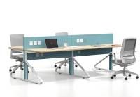 Meubles de bureau modernes en métal à bas prix, boîte à câbles, table d'écran, espace ouvert, poste de travail partagé pour 4 personnes