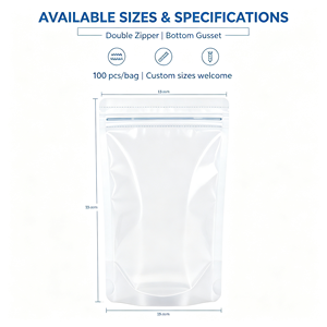 Clear Stand Up Zipper <b>Vacuum</b> <b>Bags</b> Resealable Reusable Airtight Packaging Pouch for Nuts Candy Food - Product Image 2