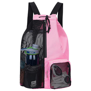 Custom Nylon <b>Drawstring</b> <b>Backpack</b> Breathable Mesh Bags Gym Beach Swimming Bagpack Draw String Back Pack for Travel - Product Image 1