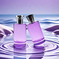 Flacon de parfum en verre cylindrique de luxe 50 ml 100 ml vide rond avec différents bouchons et vaporisateurs pour sérigraphie