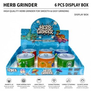 <b>Herb</b> Grinder 6 Pcs Display <b>Box</b> Round Magnetic Plastic Dry <b>Herb</b> Grinder With Sharp Teeth And Colorful Design - Product Image 1