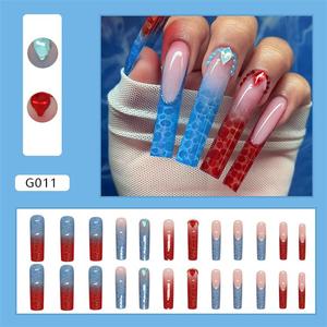Meilleures Ventes 2023 Fabricant OEM ODM de faux <span class=keywords><strong>ongles</strong></span> courbes couleur ombrée <span class=keywords><strong>orange</strong></span>-violet forme cercueil - Product Image 2