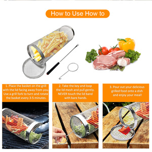 Ngoài Trời BBQ Phụ Kiện Có Thể Tháo Rời Thép Không Gỉ Không Dính BBQ Vòng Lưới Lưới Cán Nướng Giỏ - Product Image 4