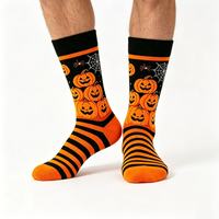 Chaussettes en coton tendance à thème Halloween, motif toile d'araignée, crâne, chauve-souris, nouveauté mi-mollet, chaussettes de costume festif pour hommes