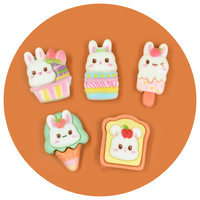 Mignon lapin gâteau toast résine flatback cabochon pour bricolage scrapbooking cheveux arcs tasse autocollant coque de téléphone décoration
