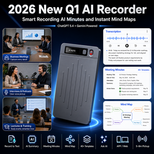 <span class=keywords><strong>Enregistreur</strong></span> <span class=keywords><strong>de</strong></span> réunions IA Q1 : Dispositif vocal-écrit, transcription illimitée, synchronisation cloud ChatGPT Gemini, portable pour bureau professionnel - Product Image 4