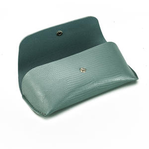 Étui à lunettes en cuir bleu paon, rectangulaire, avec bouton-pression, pour hommes et femmes, mode été 2024 - Product Image 3