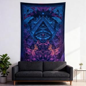 Tapisserie murale rectangle <span class=keywords><strong>psychédélique</strong></span> moderne personnalisée Impression lumière noire <span class=keywords><strong>UV</strong></span> Polyester tricoté Technique Aubusson pour <span class=keywords><strong>tenture</strong></span> murale - Product Image 5
