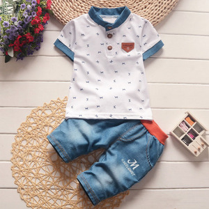 Ensemble de vêtements d'été transfrontalier PSJ-Y0 pour bébé garçon, ensemble deux pièces short et t-shirt à manches courtes pour enfants - Product Image 5