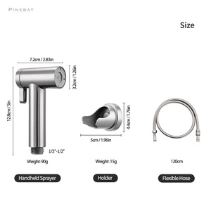 PINEBAY Dual Function Bathroom ABS Magnetic Douche Spray Brushed Nickel 2 Spray Mode <strong>Bidet</strong> <strong>Sprayer</strong> <strong>Kit</strong> Shattaf for Toilet - Product Image 2
