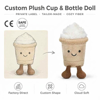 OEM ODM Personnalisé : Poupée en peluche tasse de café, Poupée en peluche cappuccino glacé mignonne, Mascotte promotionnelle de marque de café en peluche, Faible MOQ