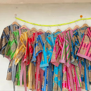 ชุดกิโมโนผ้าฝ้ายพิมพ์ลายเสือทำด้วยมือชุดคลุมใส่นอนสำหรับผู้หญิงชุดคลุมอาบน้ำชายหาดของขวัญที่สมบูรณ์แบบสำหรับเธอเสื้อคลุมอาบน้ำ - Product Image 1