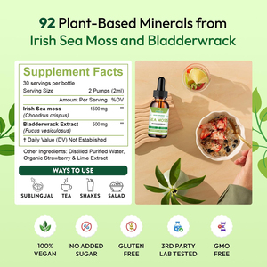 Gouttes liquides de mousse marine avec huile de nigelle biologique, gel d'algues irlandaises, racine de bardane, baies de sureau, vitamines C et D3, 6 fois plus concentré - Product Image 6