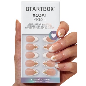 ชุดเล็บปลอมแบบใช้ซ้ำได้ BTARTBOX สำหรับคริสต์มาส เล็บปลอมเจลนิ่มแบบกดติดปลายเล็บสไตล์ฝรั่งเศส ขายส่ง - Product Image 1