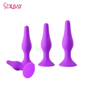 Sexbay工場卸売4 PCSアナルプラグシリコン吸盤ベース大人女性レズビアン前立腺バットプラグ男性用