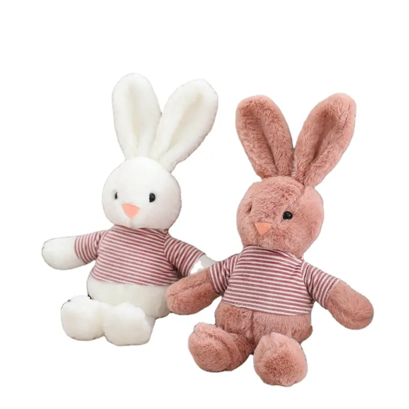 لينة أفخم محشوة على شكل حيوان لطيف الأرنب دمية الأطفال واقعية ألعاب من نسيج مخملي أرنب مع الملابس