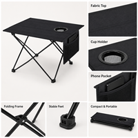 Table de camping pliante ultralégère, compacte et portable, avec plateau en tissu Oxford, pour la plage, la pêche, les pique-niques, avec porte-gobelets, mobilier d'extérieur