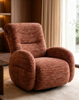 Fauteuil inclinable électrique vintage en chenille VOXHOME avec port USB, éponge haute densité, canapé individuel pour salon