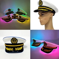 CARDSILK Cadeaux promotionnels pour fêtes et célébrations, Casquette marine lumineuse à LED avec emblème ancre et laurier pour spectacle