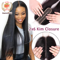 Cheveux vierges bruts alignés sur les cuticules, fermeture en dentelle HD 2x6, dentelle suisse transparente, fermeture fine HD, cheveux humains péruviens, couleur naturelle