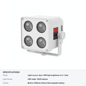 ไฟ LED ไร้สาย 4500mA แบตเตอรี่ 4x18W 6in1 พร้อมรีโมทคอนโทรล WDMX สำหรับงานกลางแจ้ง - Product Image 6