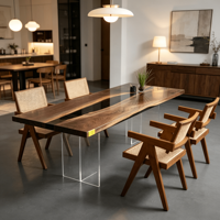 Table à manger carrée en résine de noyer, style moderne minimaliste, résistante aux rayures, multifonctionnelle