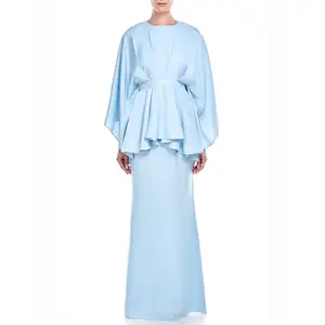 <span class=keywords><strong>2021</strong></span> nueva llegada conjuntos de mujer personalizados de moda Abaya en Malasia mangas acampanadas encaje Kebaya recorte de talla grande Baju Kurung - Product Image 1