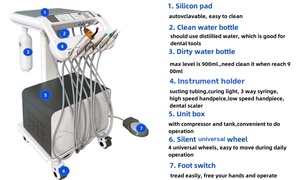 Máquina dental profissional do tratamento da fábrica dental com operação unidade dental portátil leve com compressor 550W - Product Image 4