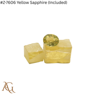 Matériaux bruts de laboratoire # Saphir jaune Z 7606 avec couleur d'inclusion, taille de gemme, synthétique, simulé, créé en laboratoire, Nanosital Nano