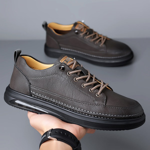 Men's Casual Leather Sneakers <b>Low</b> <b>Heel</b> Solid Color Stitching Tassels Leisure Wear Wenzhou Origin - Product Image 1
