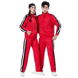 Ensemble de survêtement rayé violet et jaune, fermeture éclair sur toute la longueur, style sportif, unisexe, adulte, vêtements d'automne avec poches latérales - Product Image 6