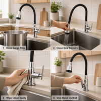 Robinet de cuisine à eau froide avec pulvérisation rotative à 360 degrés et fonction de rinçage double mode, prix d'usine de robinet en gros