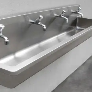 stainless steel long hand wash sink for school wall hung trough sink