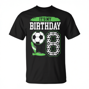 Camiseta de fútbol para mi cumpleaños, diseño de fútbol verde para niño de 8 años - Product Image 2