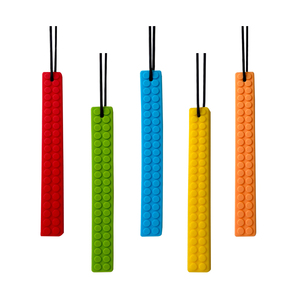 Wholesale Brick Strip Sensory Silicone Teether Baby Teething Toys Chewable Necklace BPA Free Customized Color Europe America - Product Image 4