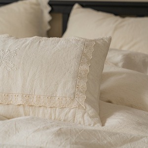 Ensemble de couette en lin de onze pièces Remplissage en laine Résistant à l'eau Qualité 300tc Literie pour la saison d'automne Design simple de princesse française - Product Image 3