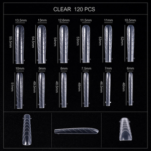 120 pièces de capsules d'extension d'ongles transparentes en ABS, haute ténacité, réutilisables, sans couture, longues, style français, pour pose rapide, pour DIY des ongles - Product Image 2