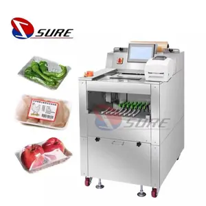 Easy to Operate Meat Vegetables Keeping Fresh Fruits Wrapping Cling Film Packing Machine with Print Label