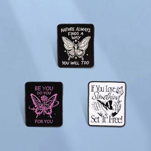 Broche de revers en alliage de zinc plaqué nickel noir avec citation inspirante et <span class=keywords><strong>motivante</strong></span> - Cadeau pour amis et enfants - Vente en gros - Product Image 2