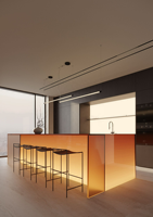 Meuble mural design moderne, îlot de cuisine en verre laqué, mélamine, PVC, contreplaqué, rangement de cuisine avec éclairage