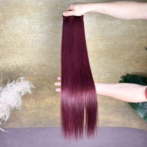 Extensions de Cheveux Humains Lisses Bourgogne 99J en Gros, 100% Cheveux Humains Vierges, Tissage Double Trame - Product Image 4