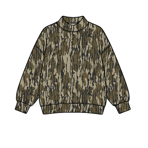 Hot Selling Girls Camo Print <b>Mock</b> <b>Neck</b> Long Sleeve Sweatshirt Casual Pullover <b>Tops</b> Custom Logo - Product Image 2