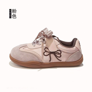 Vente en gros de nouvelles baskets décontractées pour filles chaussures derby à nœud rose avec semelle marron chaussures pour enfants à la mode printemps/automne - Product Image 4