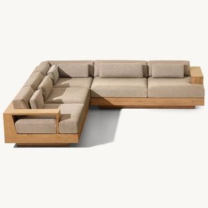 Muebles de Jardín de Alta Gama, Juego de Muebles de Patio para Hotel, Madera de Teca, Estilo Moderno, Sofá en Forma de L - Product Image 5