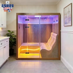 Sauna de infrarrojos de lujo para dos personas Sansheng, de cedro canadiense/madera de sequo, sauna seca de madera para uso doméstico - Product Image 1