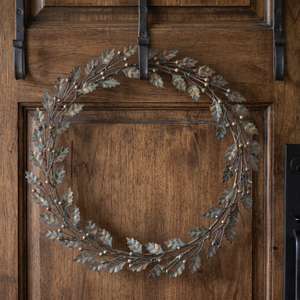 Rustic Metal Oak Leaf <b>Wreath</b> Handmade Decorative Floral Round Unlit Wall Hanging - Product Image 5